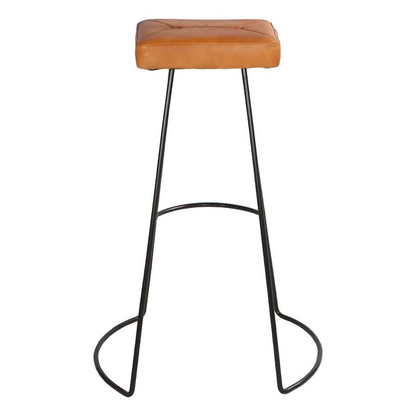 Tan Brown Black 32 Inch Modern Genuine Leather Seat Bar Stool