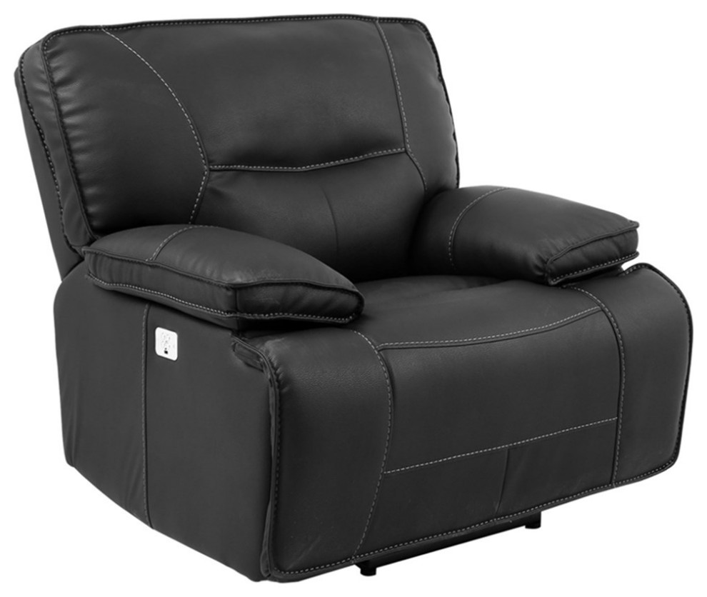 Bowery Hill Contemporary Fabric Power Recliner in Black Finish   Transitional   Recliner Chairs   by Homesquare  Houzz