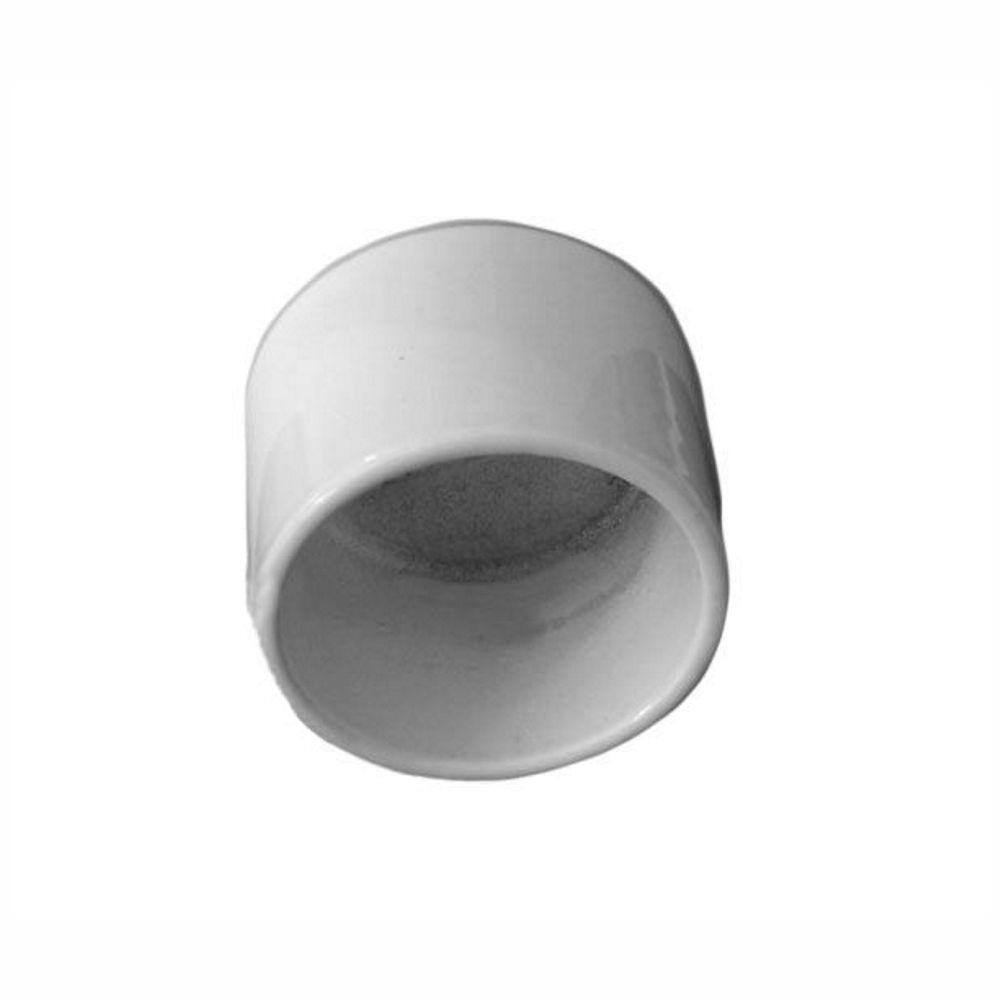 EZ Handrail 1.9 in. Aluminum Round ADA Handrail Exterior Fit White End Bracket EZA400-W