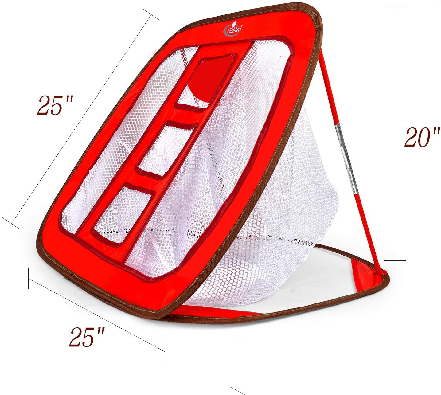 Galileo Pop Up Golf Chipping Net Practice Nets Training Square Chipping Golf Hitting Aid 3-Target Hole with Foam Training Balls(12pack) GP-RED