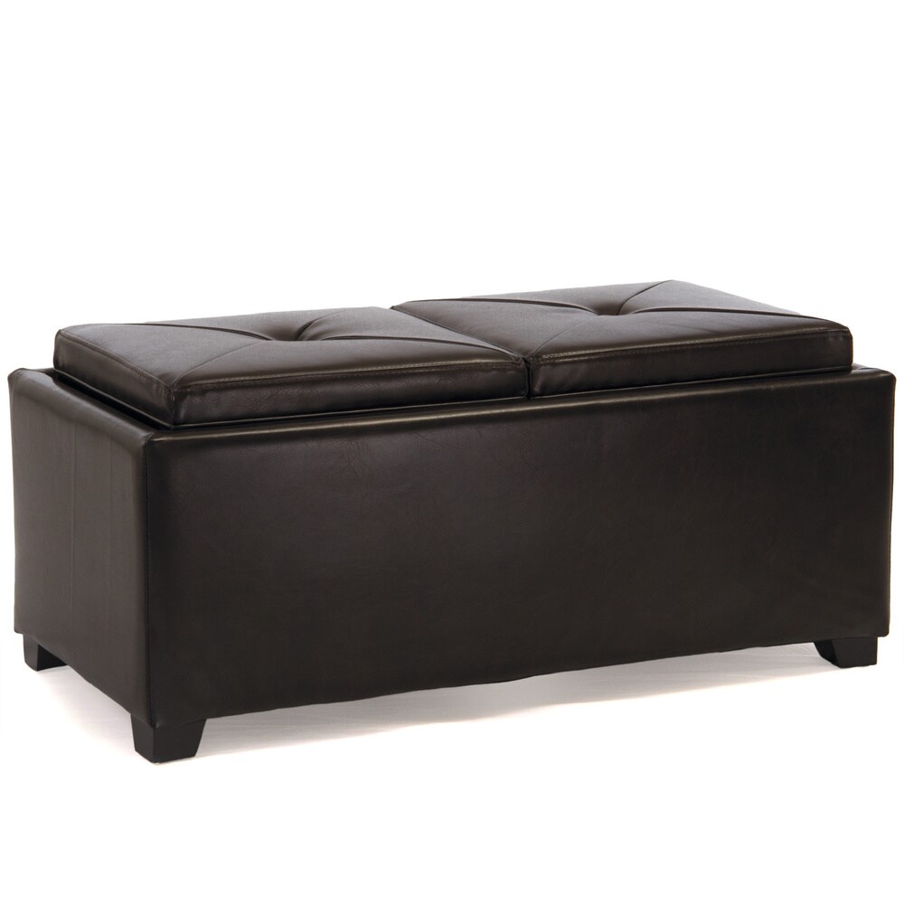 Maxwell Bonded Leather Double Tray Ottoman by Christopher Knight Home