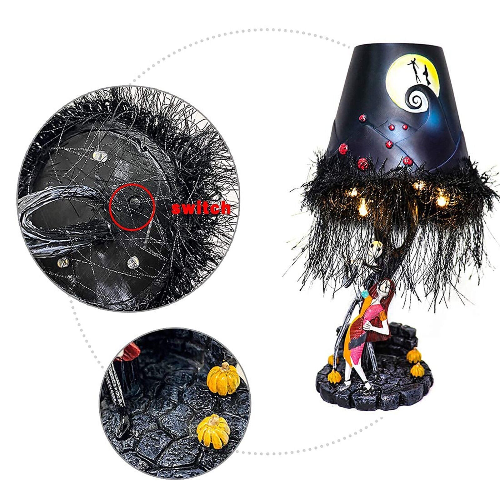 Jack Sally Table Lamp Character Home Halloween Light Up Decorations