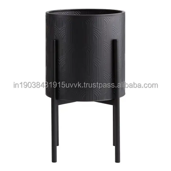 Matte Black In Color Fine quality Planter With Stand Indoor Garden Supplies indoor Planter For Nesting Table Display Decor