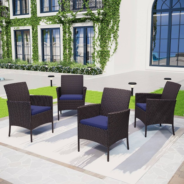 4pc Patio Rattan Chairs With Cushions Brown Captiva Designs