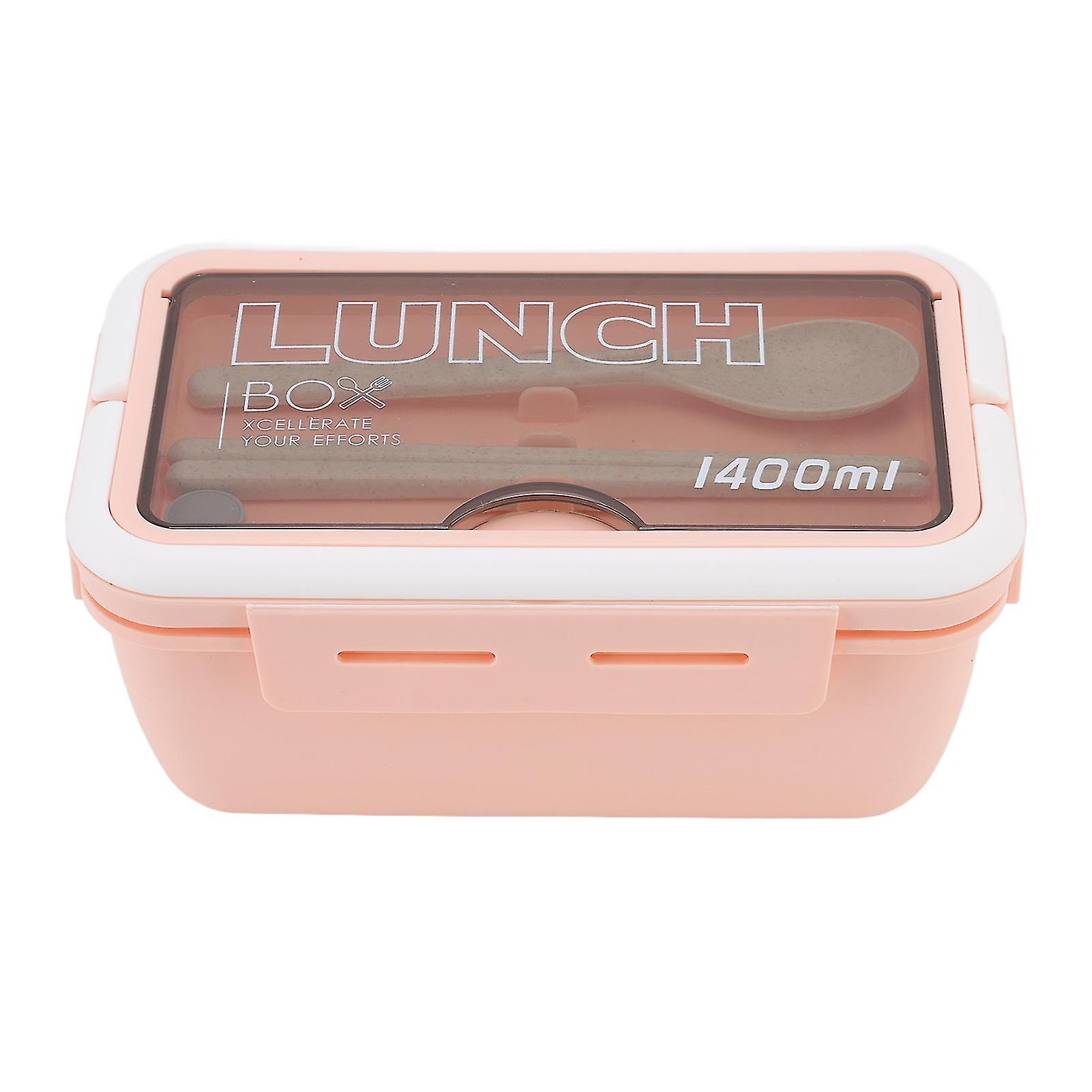 3 Compartments Bento Boxes 1400ml Large Capacity Good Sealing Thermal Lunch Box for Kids Students Workers School Office Pink