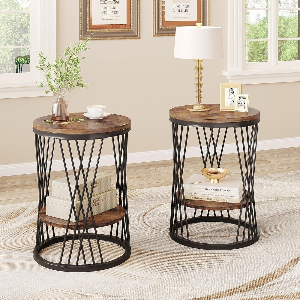 2 Tier Bedside Table Nightstand Slim Coffee Snack Table