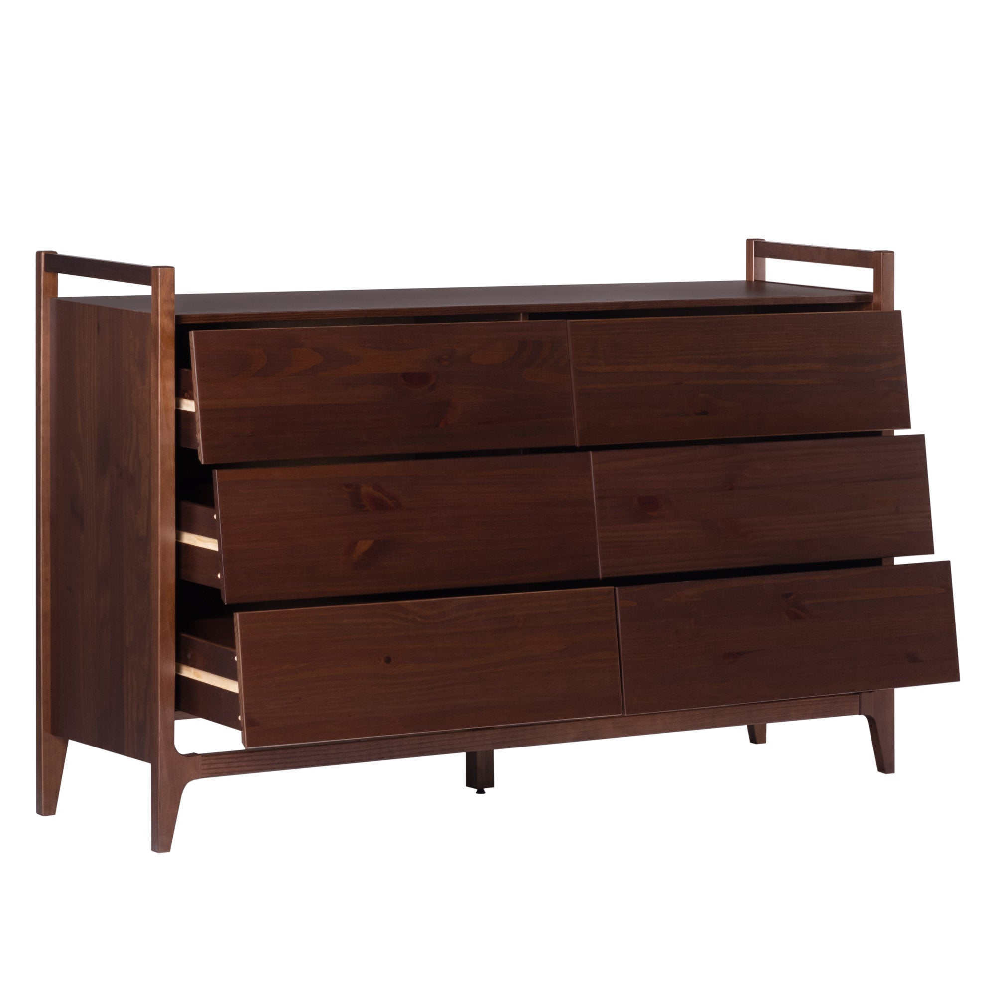 Manor Park Modern Angle-Front 6-Drawer Wood Dresser, Walnut