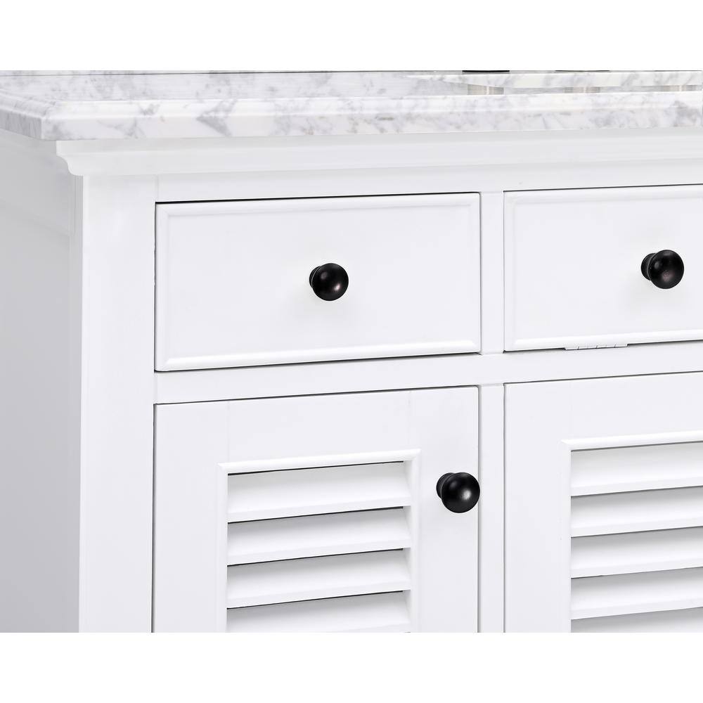 Home Decorators Collection Fallworth 49 in. W x 22 in. D x 35 in. H Bathroom Vanity in White with Carrara White Marble Top 19115-VS49-WT