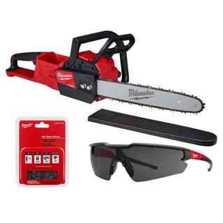 MW M18 FUEL 16 in. 18-Volt Brushless Electric Battery Chainsaw (Tool-Only) with Extra 16 in. Chain  Tinted Safety Glasses 2727-20-49-16-2715-48-73-2015