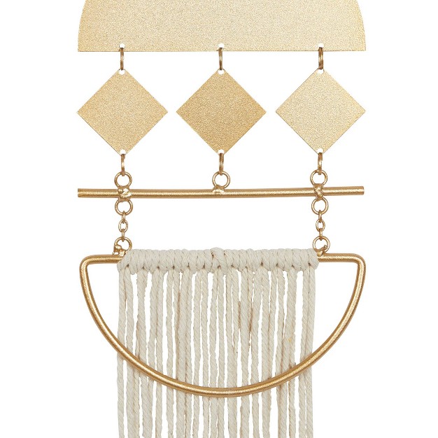 Metal Macrame Wall Decor With Fringe Detailing Gold Olivia amp May