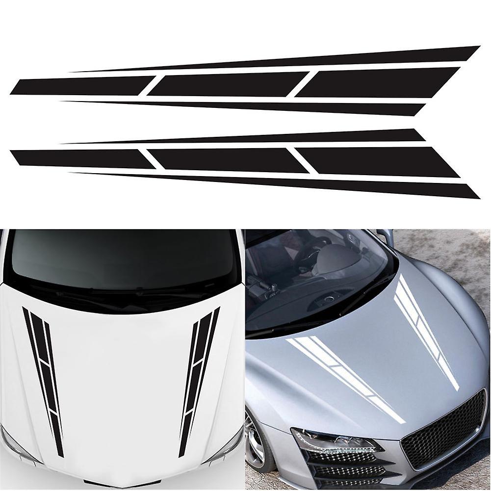 Striped Sport Racing Car Graphic Stickers Hood Bumper Stripe Decals Truck Hood Graphic Decals Car Accessories Black