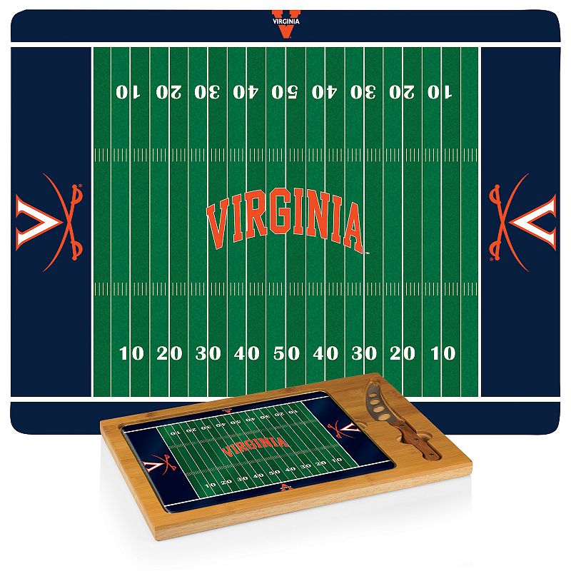 Picnic Time Virginia Cavaliers Icon Glass Top Cutting Board and Knife Set