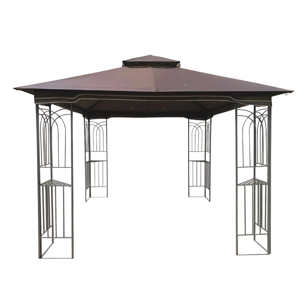 Brown Ventilated 10x10 ft Canopy Gazebo with Detachable Mesh Screens