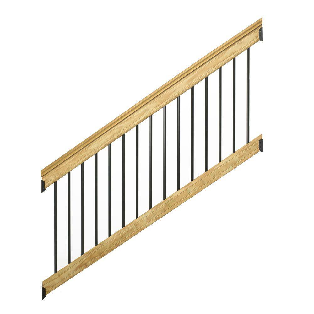 ProWood 72 in. x 33.5 in. Pressure-Treated Souther Yellow Pine Stair Railing Kit with Black Aluminum Balusters 172977