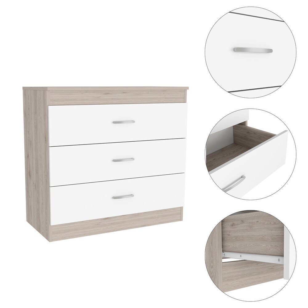 Minimalist Style 3 Drawer Rectangle Dresser  Modern Storage Organizer Dresser  Accent Chests of Drawers for Living Room Bedroom