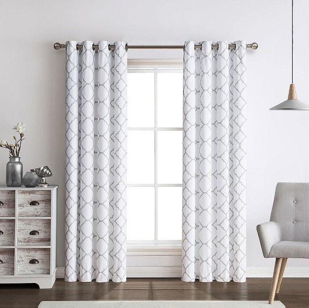 Kate Aurora 2 Piece Thermal Lattice Foamback Room Darkening Grommet Top Curtains