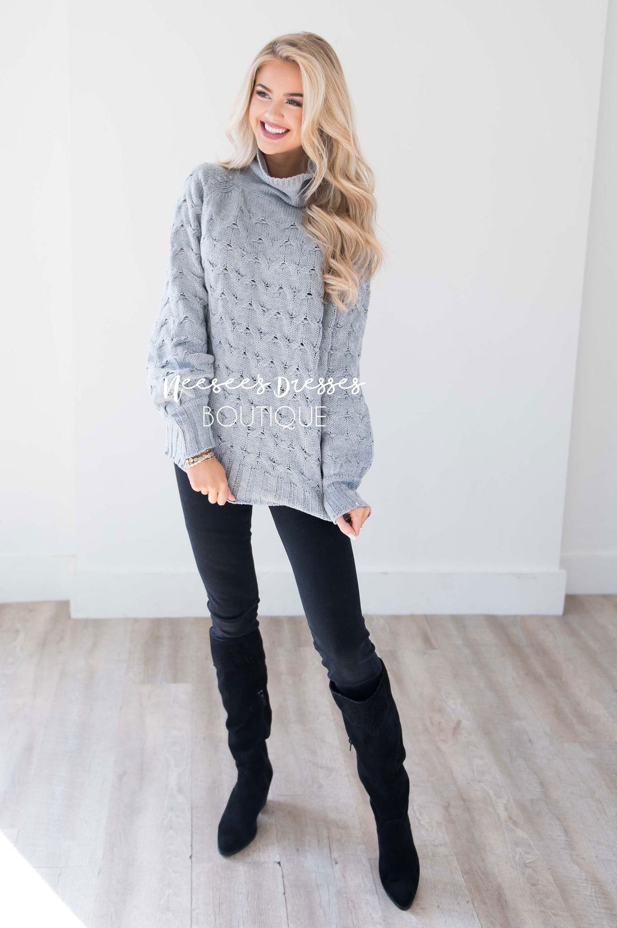 Ski Mountain Gray Chunky Sweater