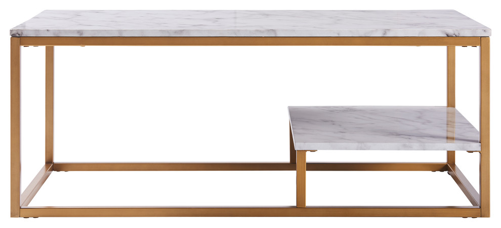 Marmo Coffee Table with Faux Marble Top   Contemporary   Coffee Tables   by TEAMSON US INC  Houzz