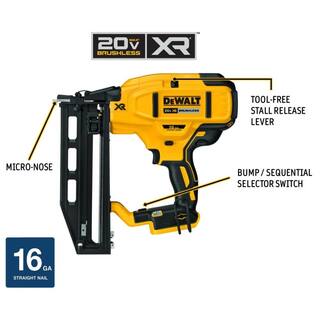 DW 20V MAX XR Lithium-Ion 16-Gauge Cordless Finish Nailer Kit with 2.0Ah Battery Charger and Kit Bag DCN662D1