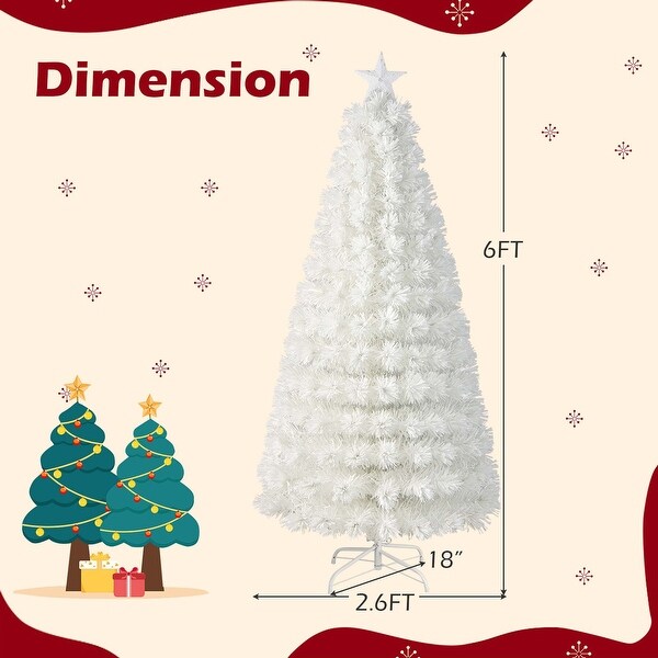 Costway 5FT/6FT/7FT PreLit Christmas Tree Fiber Optic SnowFlocked