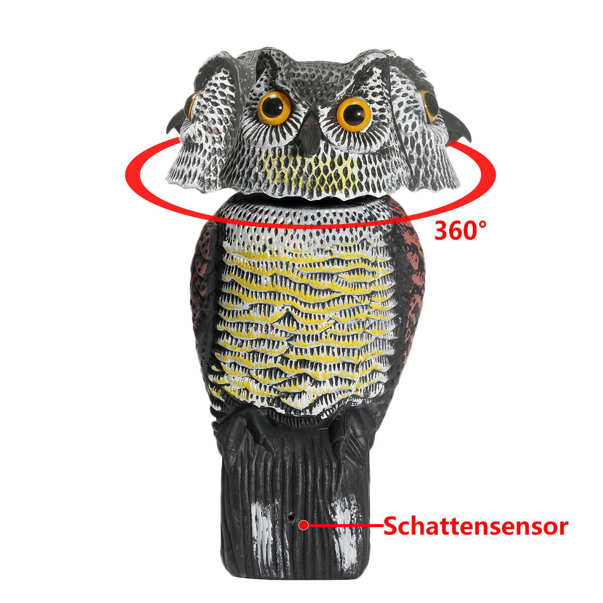 Michellecmm Fake Owl Decoy 360 Rotate Head to Scare Birds Scarecrow Owl Decoy Statue Realistic Scary Sounds  Shadow Outdoor for Patio Yard Garden Protect