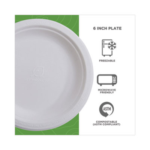 Eco-Products Renewable and Compostable Sugarcane Plates Convenience Pack， 6