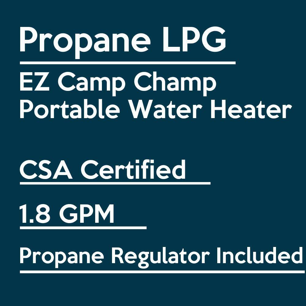 EZ Tankless CampChamp 1.8 GPM Residential Portable LPG Propane Gas Tankless Water Heater System EZCampChamp