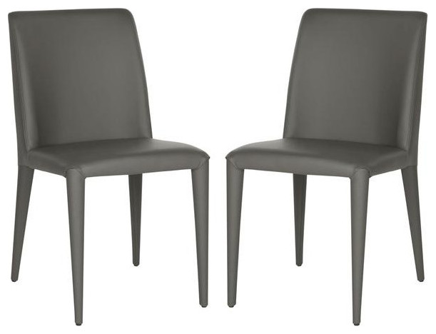 Evelyn 18 quotLeather Side Chair  Set of 2  Gray   Midcentury   Dining Chairs   by V.S.D Furniture  Houzz