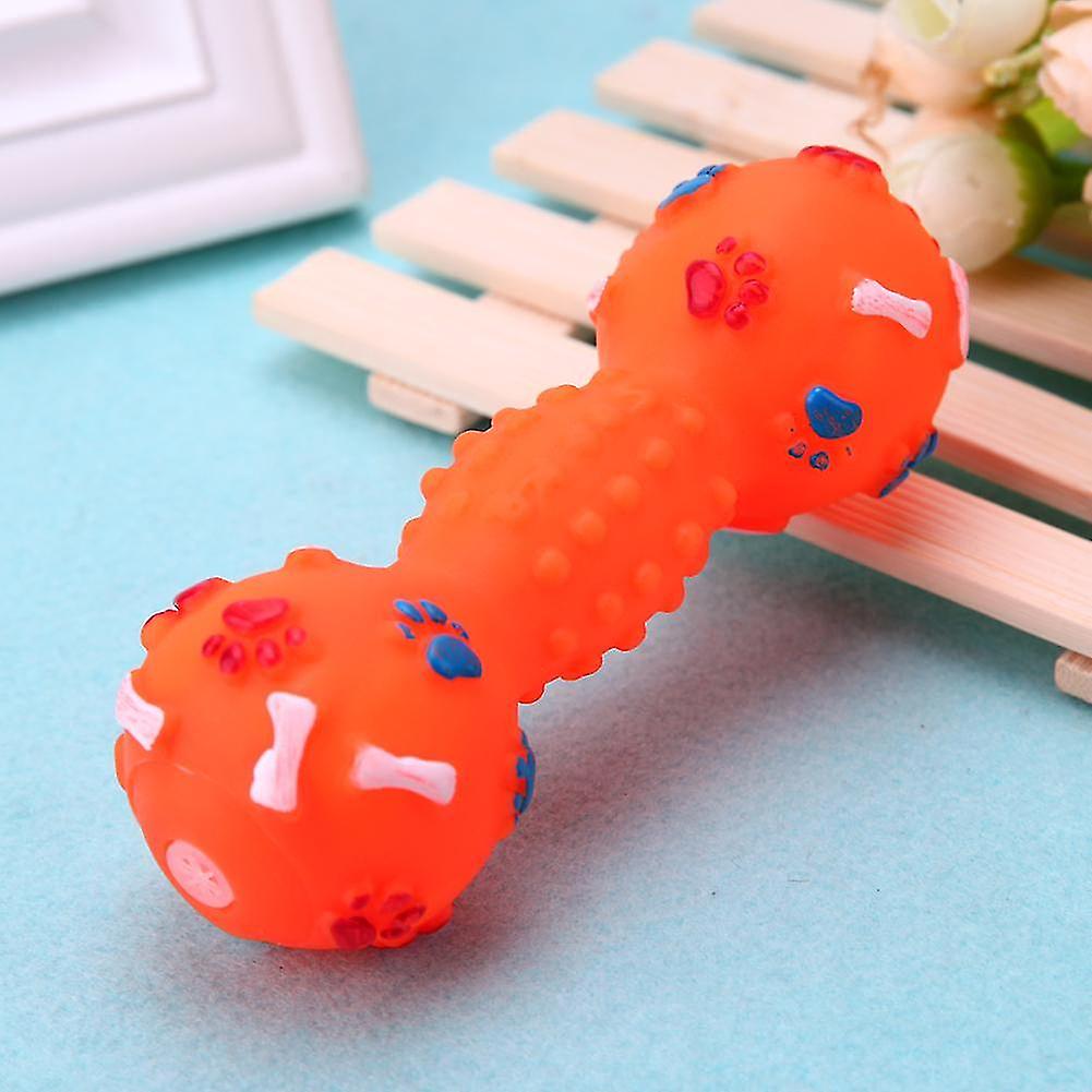 1pc Dotted Dumbbell Shaped Dog Toys Squeeze Squeaky Faux Bone Pet Dog Toys Interactive Game Pet Chewing Toy Pet Supplies