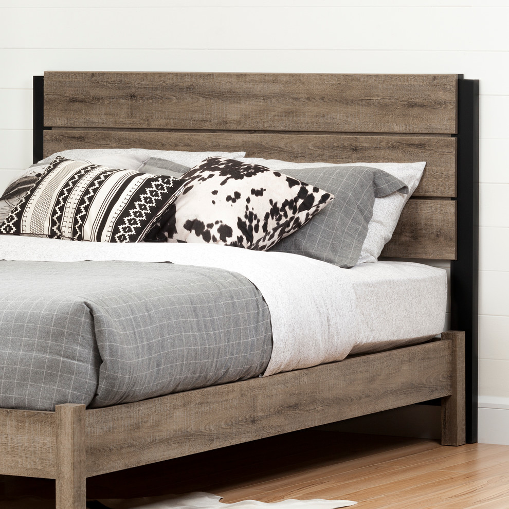 South Shore Munich Full/Queen Headboard  54/60  x27 x27  Weathered Oak And Matte Black   Industrial   Headboards   by South Shore Furniture  Houzz