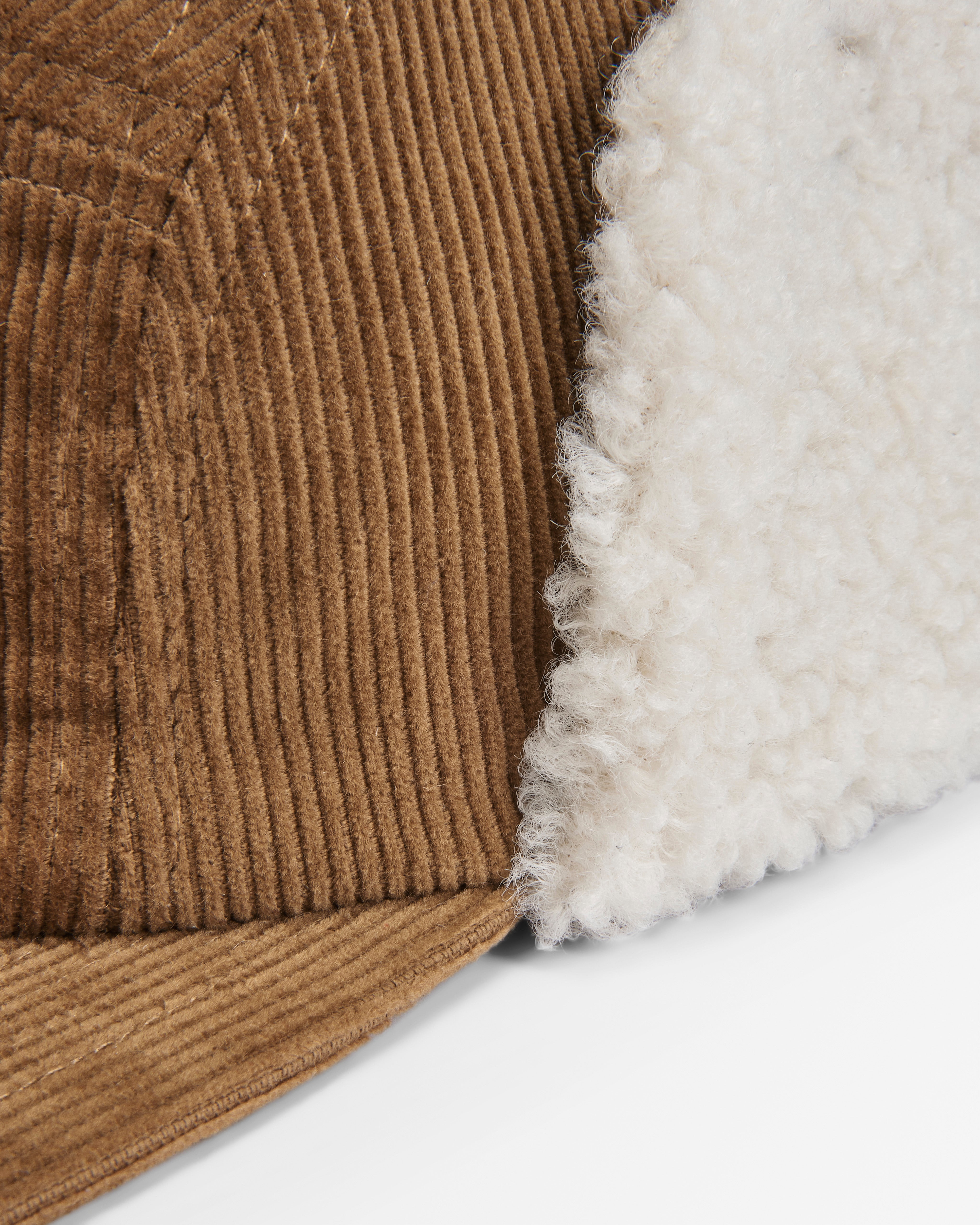 Daytime Recycled Cord Sherpa Lined Hat - Toffee