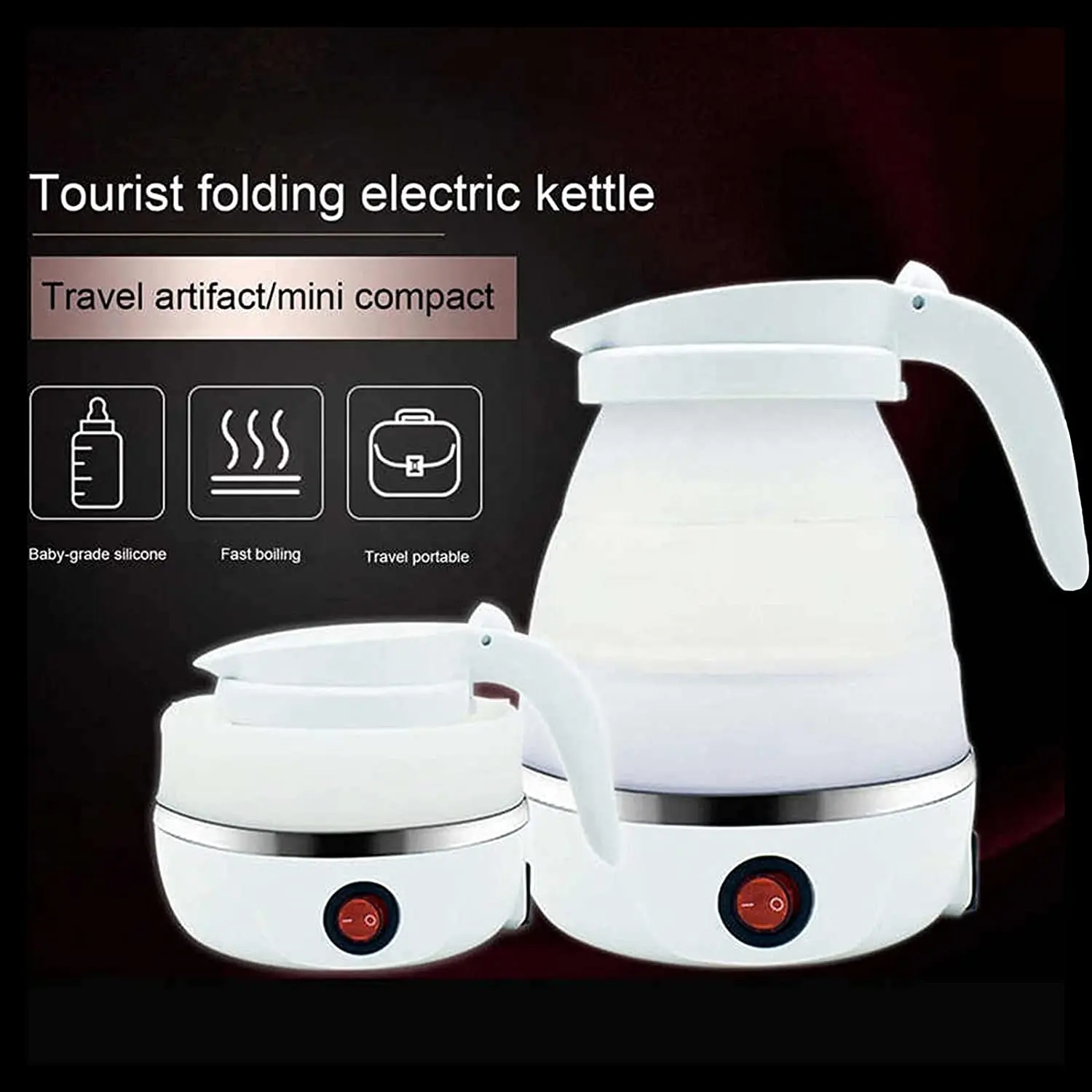 Hot Sale Travel Foldable Kettle with Silicone Electric Insulation Heating Boiler Tea Pot for Camping Portable Electric Kettle