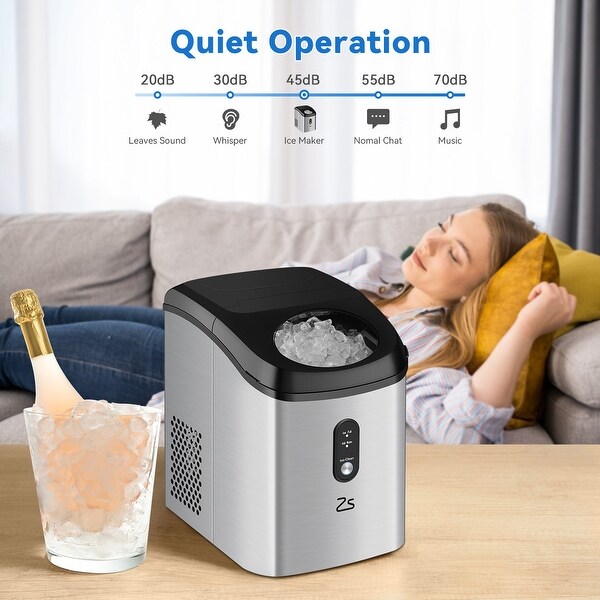 33Lbs/24H Countertop Nugget Ice Maker， Portable with Ice Scoop