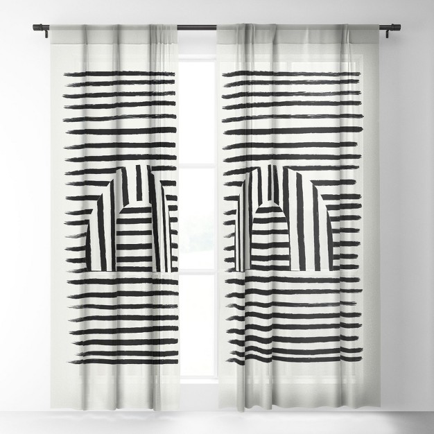 Bohomadicstudio Minimal Series Black Striped Arch Single Panel Sheer Window Curtain Society 6