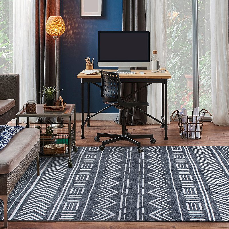 World Rug Gallery Contemporary Geometric Bohemian Machine Washable Area Rug