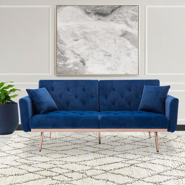 Zenith 63.78 in Velvet Modern Straight Reclining Tufted Sofa