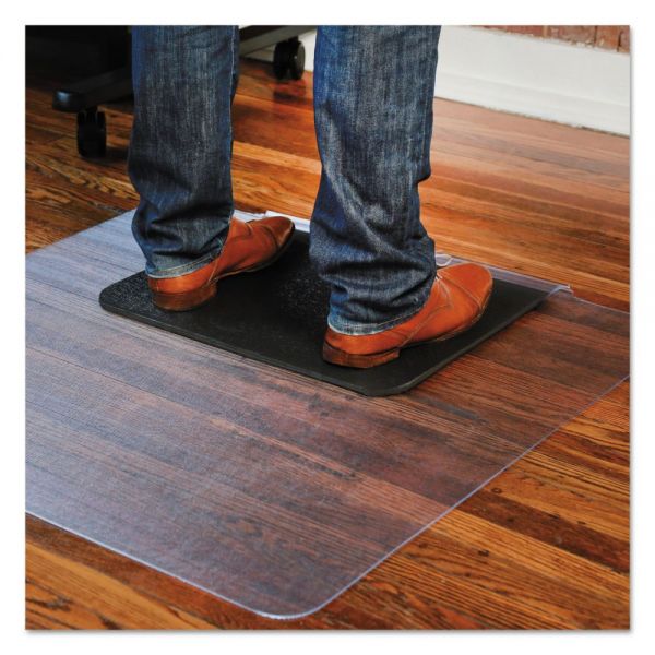 ES Robbins Sit or Stand Mat for Carpet or Hard Floors， 36 x 53 with Lip， Clear/Black