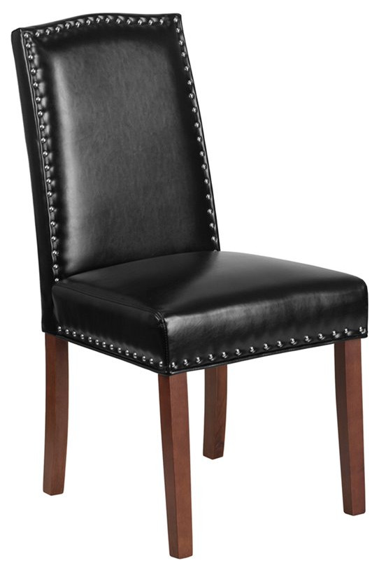 Flash Furniture Parsons Chair With Nail Heads In Black Leather   Contemporary   Armchairs And Accent Chairs   by BisonOffice  Houzz