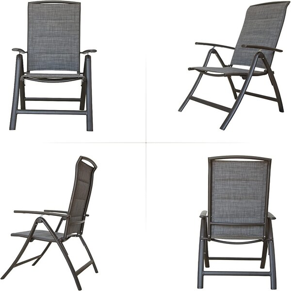 2-Piece Folding Patio Reclining Chair Aluminium Adjustable Backrest - Overstock - 37952565