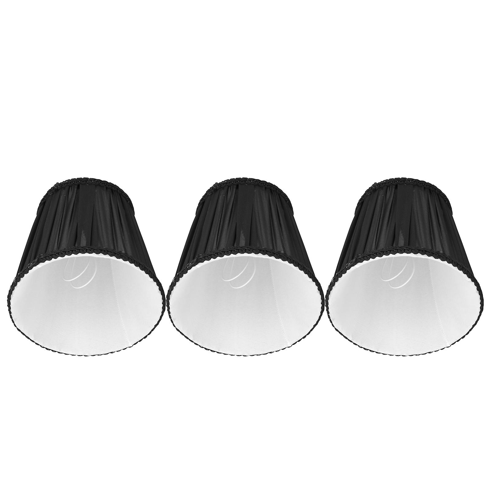 3pcs E14 Clipon Cloth Lamp Shade Modern Fabric Lampshade Table Light Cover For Candle Chandelierblack