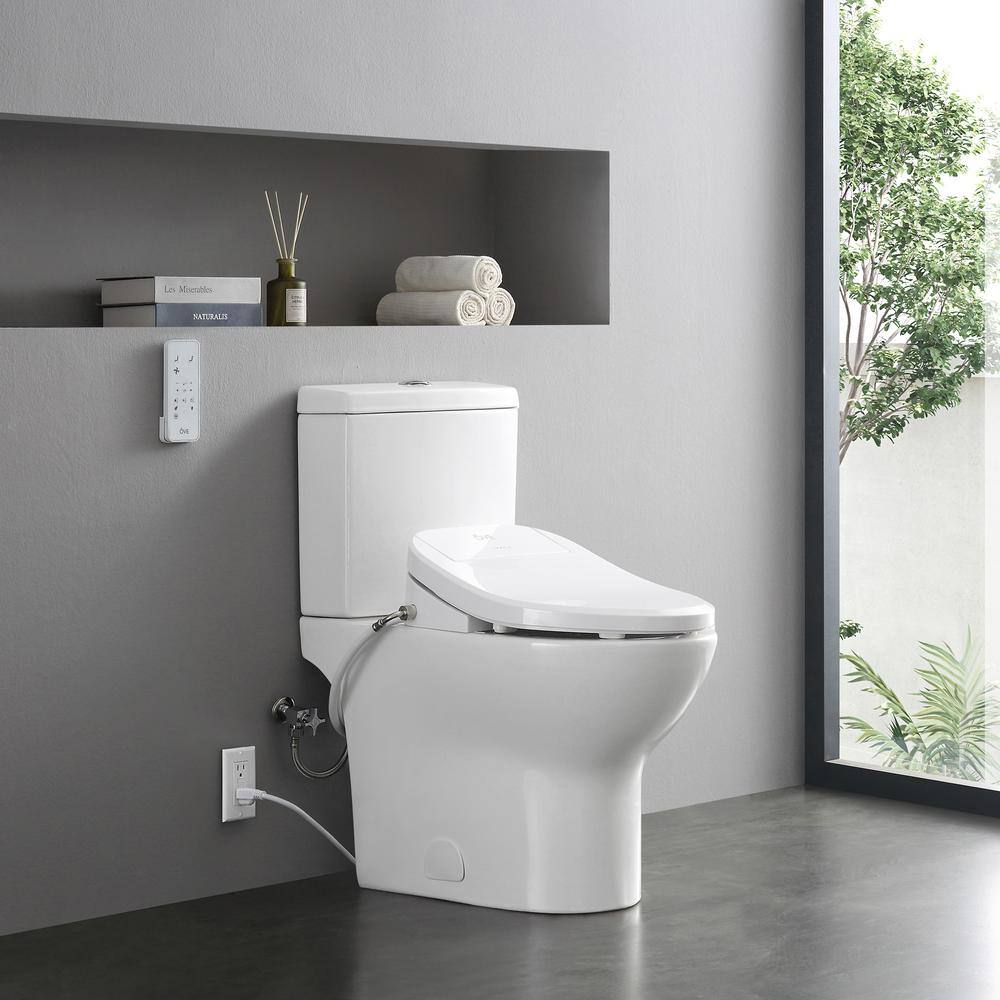 OVE Decors Calero Electric Bidet Seat for Elongated Shape Toilet in White CALERO