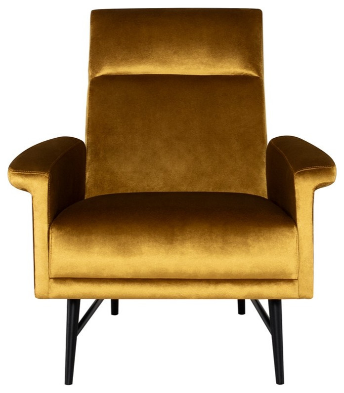 Calais Occasional Chair mustard velour   Midcentury   Armchairs And Accent Chairs   by Virgil Stanis Design  Houzz