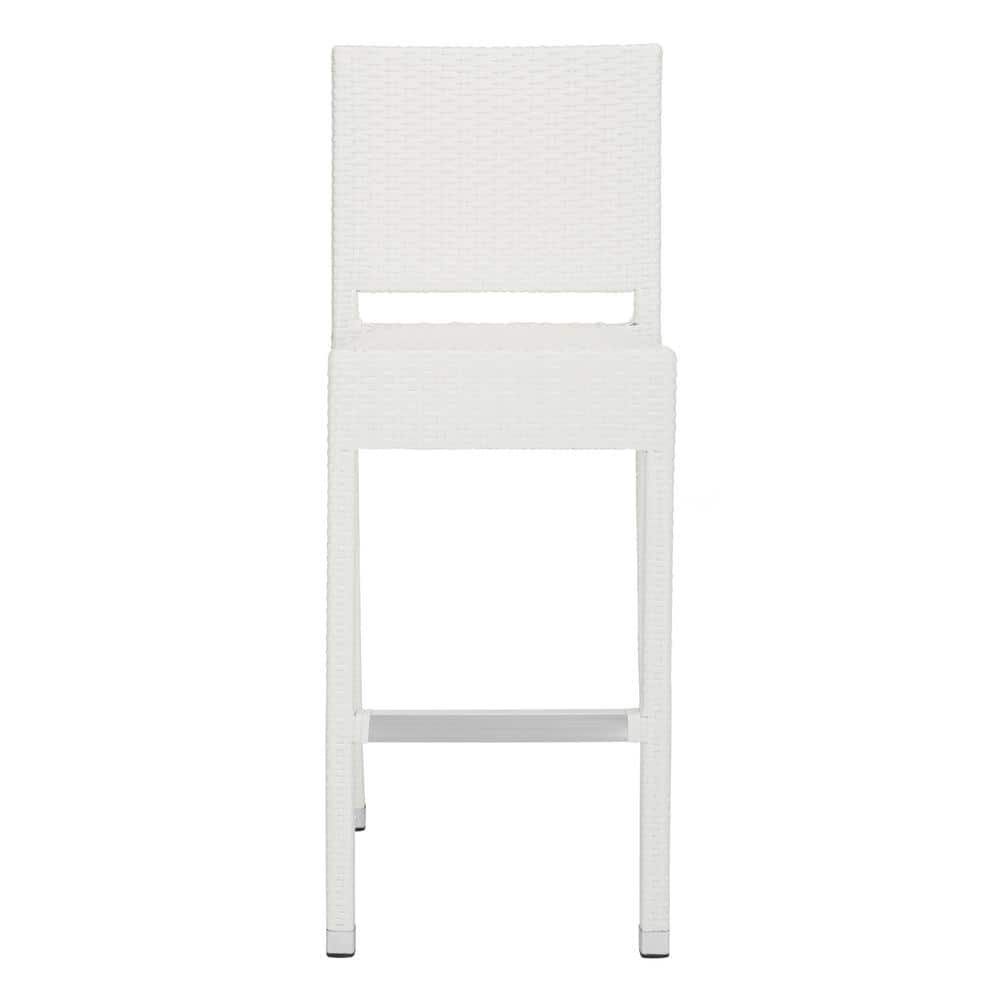 SAFAVIEH Bethel White Wicker Outdoor Bar Stool FOX5201C