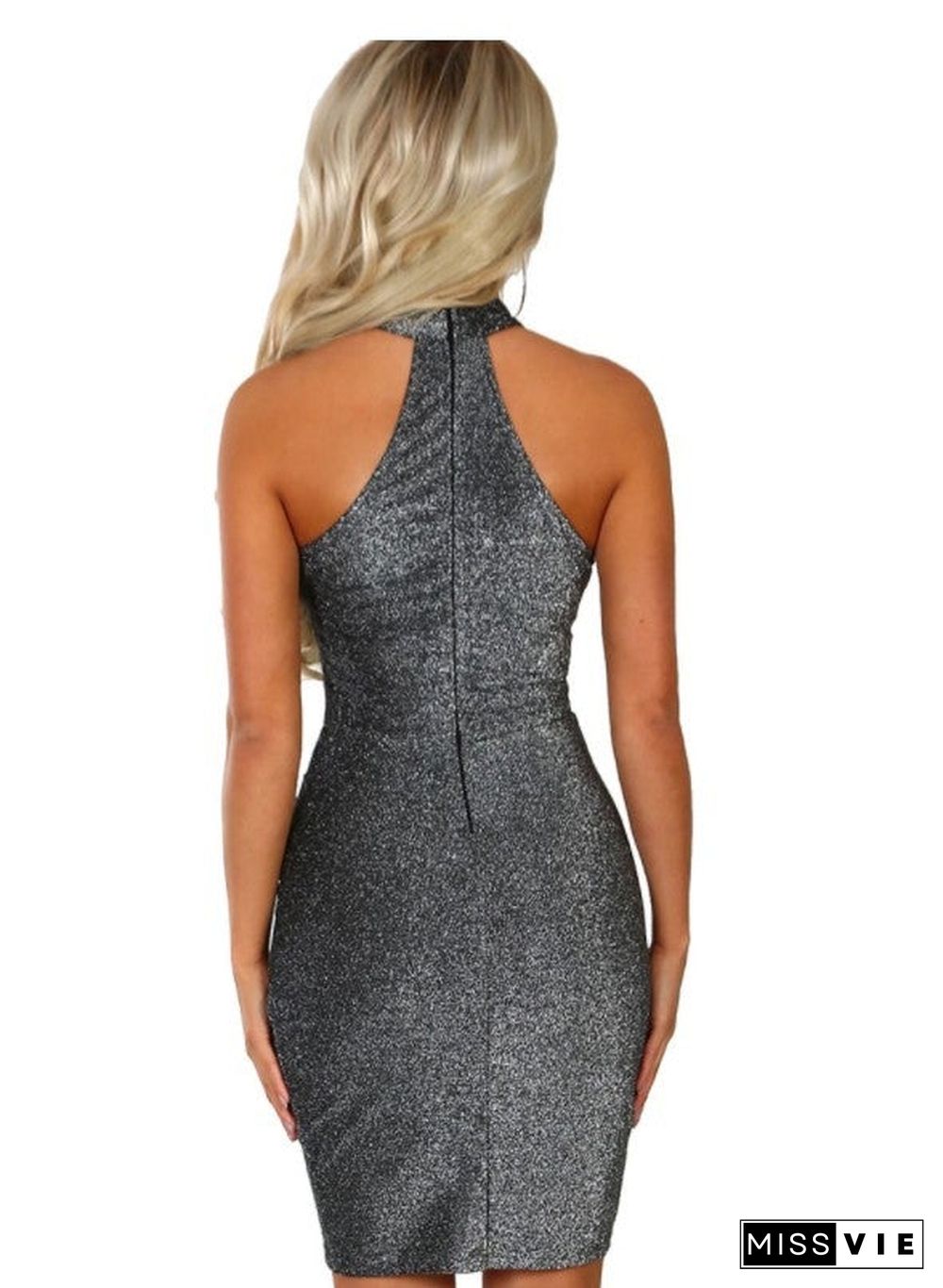 Halter Backless Glitter Bodycon Dress