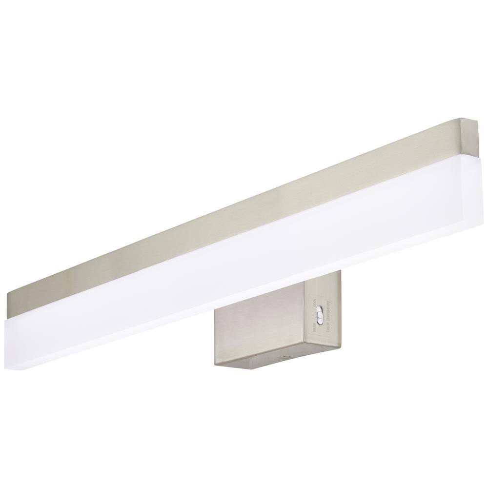 Hampton Bay Eldridge 24 in. 1-Light Brushed Nickel LED Bathroom Vanity Light Bar 21191