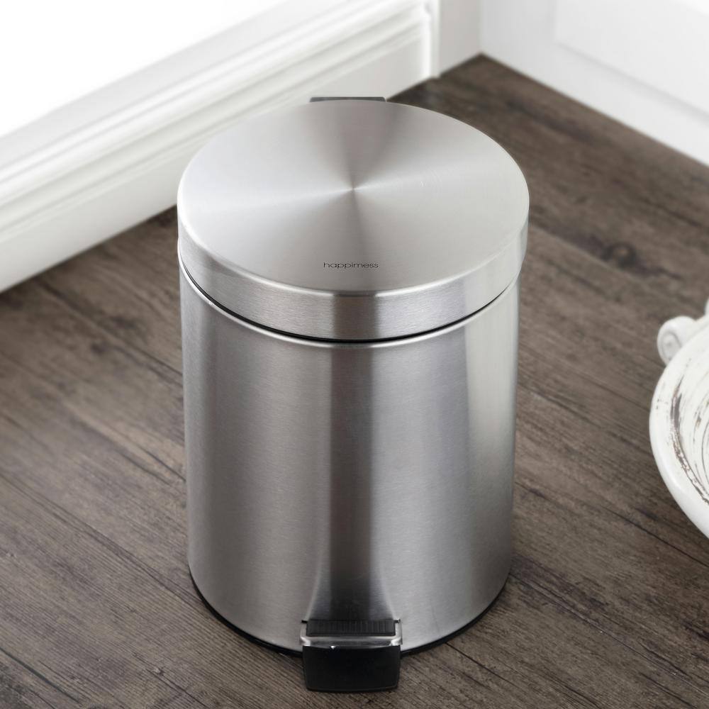 happimess Oscar 8 Gal. Step-Open Stainless Steel Trash Can with Free Mini Trash Can HPM1000A