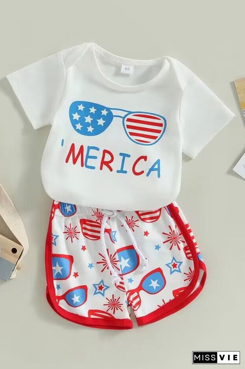 US Flag Romper and Bottom 2PCS Set