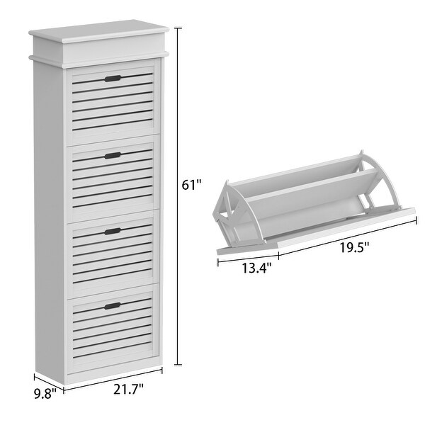 61Tall 4 Drawer Shoe Cabinet Space Saving(WhiteandOak) - - 35665039