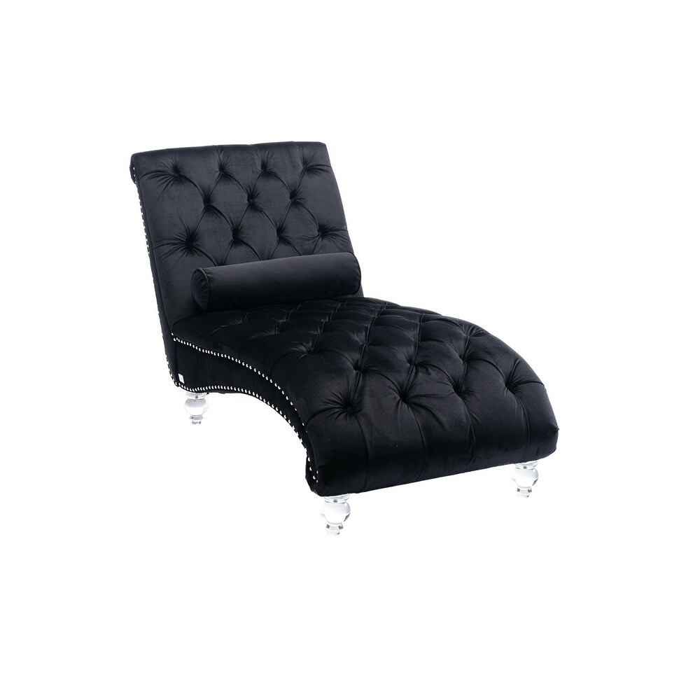 Acrylic Foot Tufted Lounge Chair Chesterfield Lounge Button Tufted Chaise