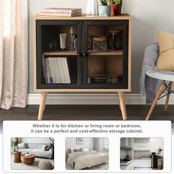 Simple Retro Storage Cabinet，2-Layer Sideboard with Iron Door